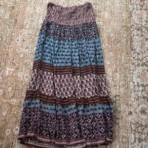 Bohemian Floral Maxi Skirt - Blue and Purple